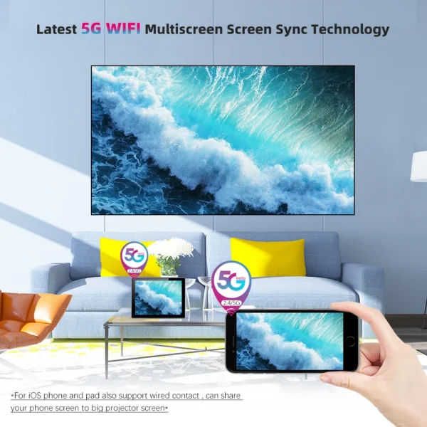 kf-H14ff3ca771b94b94b06bd870cb05bb05L New TD93 Projector 5G WiFi Full HD 1080P Projector Big Screen Android Proyector 3D Theater 2K 4K Portable Video LED Beamer