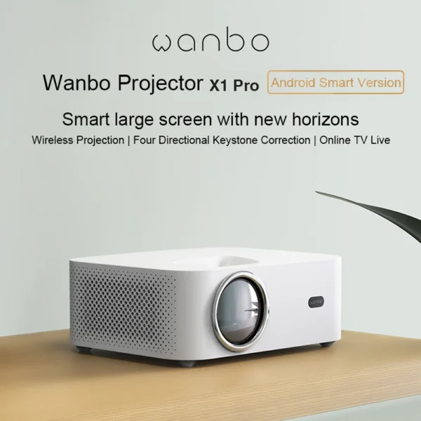 New Wanbo X1 Pro Smart Projector Android 9.0 1GB+8GB Memory 2.4G WIFI Home Theater Cinema Four Directional Keystone Correction