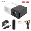 New J9 Pro Projector 1000 lumens 480x360 Pixels 3.5mm Audio HDMI USB Mini LED Projector Home Media Player PK YG300