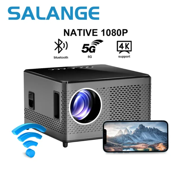 kf-S1e8dcd2be4cc4b748f68d9704467b00cj-Salange-Native-1080P-Projector-Mini-LED-4K-Bluetooth-Android-7200-Lumens-Dual-5G-WiFi-Video-Beamer Salange Native 1080P Projector Mini LED 4K Bluetooth Android 7200 Lumens Dual 5G WiFi Video Beamer Home Theater for mobile phone