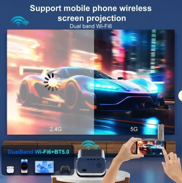 kf-Secd8934a493a497788814adf7554865fs-Mini-Projector-360-Degree-Rotate-Android-12-4K-180-ANSI-Dual-WiFi-Electronic-Focus-Home-Theater Mini Projector 360 Degree Rotate Android 12 4K 180 ANSI Dual WiFi Electronic Focus Home Theater Portable Projector